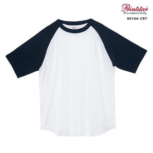 【Printstar】00106-CRT ホワイト×ネイビー 731 / 5.6オンス ヘビーウェイトラグランTシャツ メイン