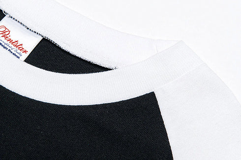 【Printstar】00107-CRB ホワイト×ブラック 705 / 5.6オンス ヘビーウェイトベースボールTシャツ メイン