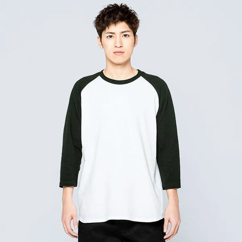 【Printstar】00107-CRB ホワイト×ブラック 705 / 5.6オンス ヘビーウェイトベースボールTシャツ メイン