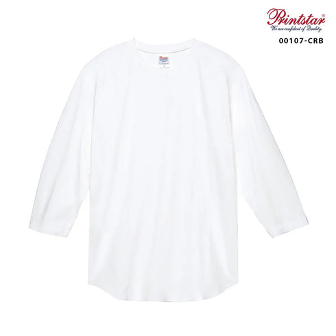 【Printstar】00107-CRB ホワイト×ブラック 705 / 5.6オンス ヘビーウェイトベースボールTシャツ メイン