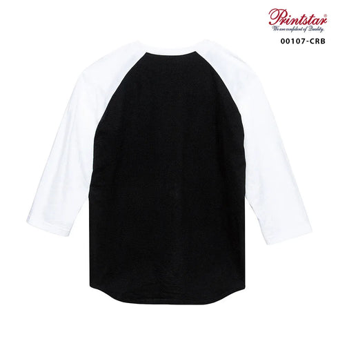 【Printstar】00107-CRB ホワイト×ブラック 705 / 5.6オンス ヘビーウェイトベースボールTシャツ メイン