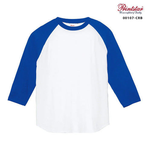 【Printstar】00107-CRB ホワイト×ブラック 705 / 5.6オンス ヘビーウェイトベースボールTシャツ メイン