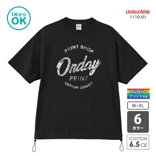 United Athle 1110-01 ファインジャージー リラックスフィット Tシャツ オリジナルプリント例 ブラック 綿100% 6.5オンス