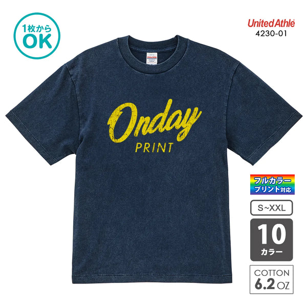 United Athle 4230-01 オープンエンド フェードウォッシュ Tシャツ オリジナルプリント例 インディゴ 綿100% 6.2オンス