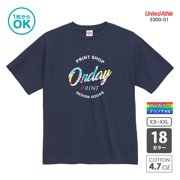 United Athle 5300-01 ユーロTシャツ オリジナルプリント例 ネイビー 綿100% 4.7オンス