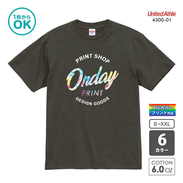 United Athle 4500-01 オープンエンド マックスウェイト Tシャツ オリジナルプリント例 チャコール 綿100% 6.0オンス
