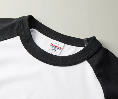 【United Athle】5041-01 ホワイト/ブラック 1002 / 5.6オンス ラグランスリーブ Tシャツ Tシャツ メイン