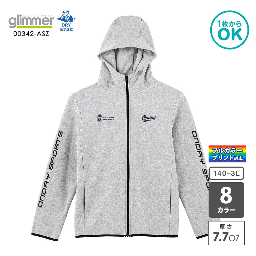 00342-ASZ ドライスウェットジップパーカー｜glimmer｜オリジナルジップパーカ